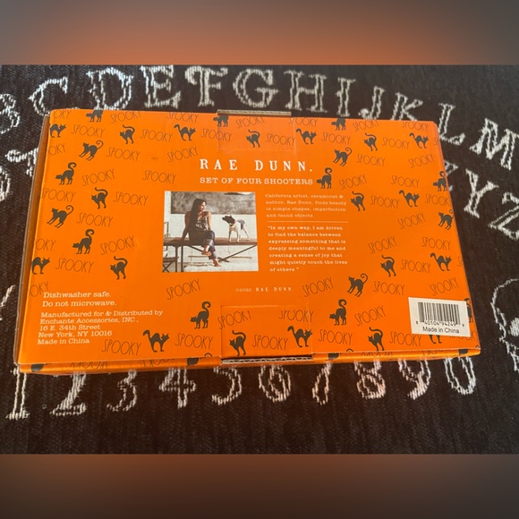 RAE DUNN Spooky Halloween Set Of Four Shooters Set 💀🌙🖤👻🧡🐈‍⬛☠️ - Picture 6 of 7